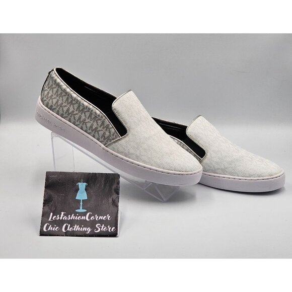 Michael Kors  Women's White/Grey Keaton Slip-On Sneakers Size 10M 2961 - Picture 7 of 16